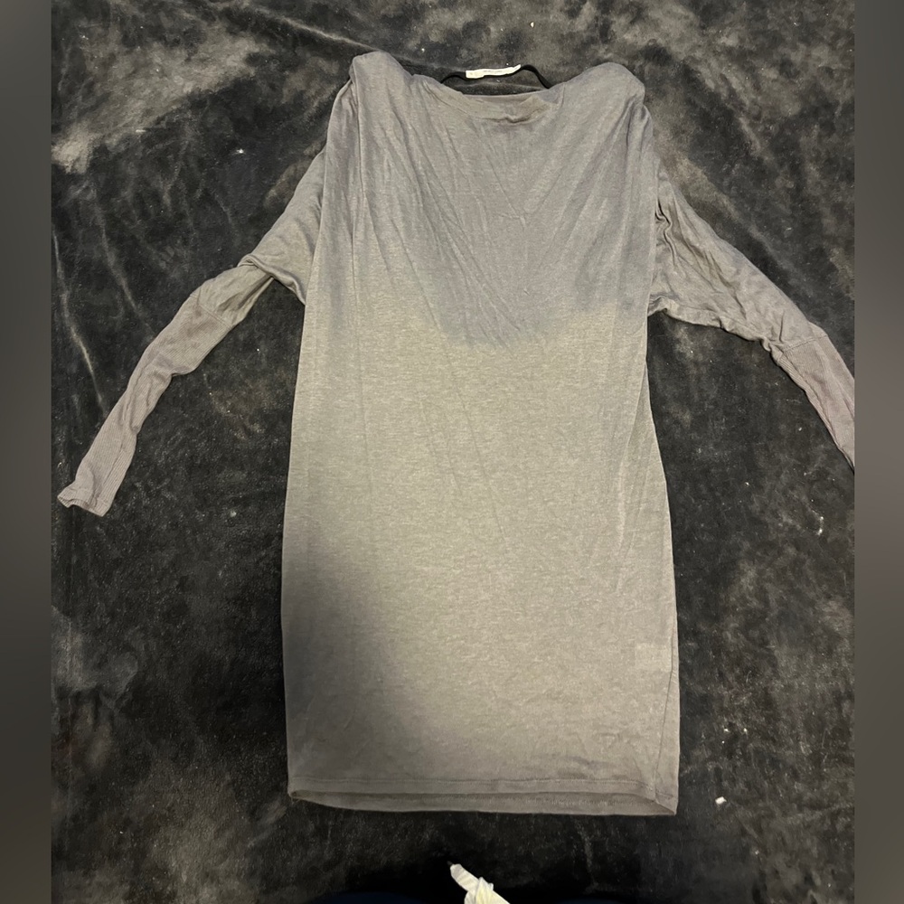 Pewter Helmut Lang Petite Hooded Jersey Dress